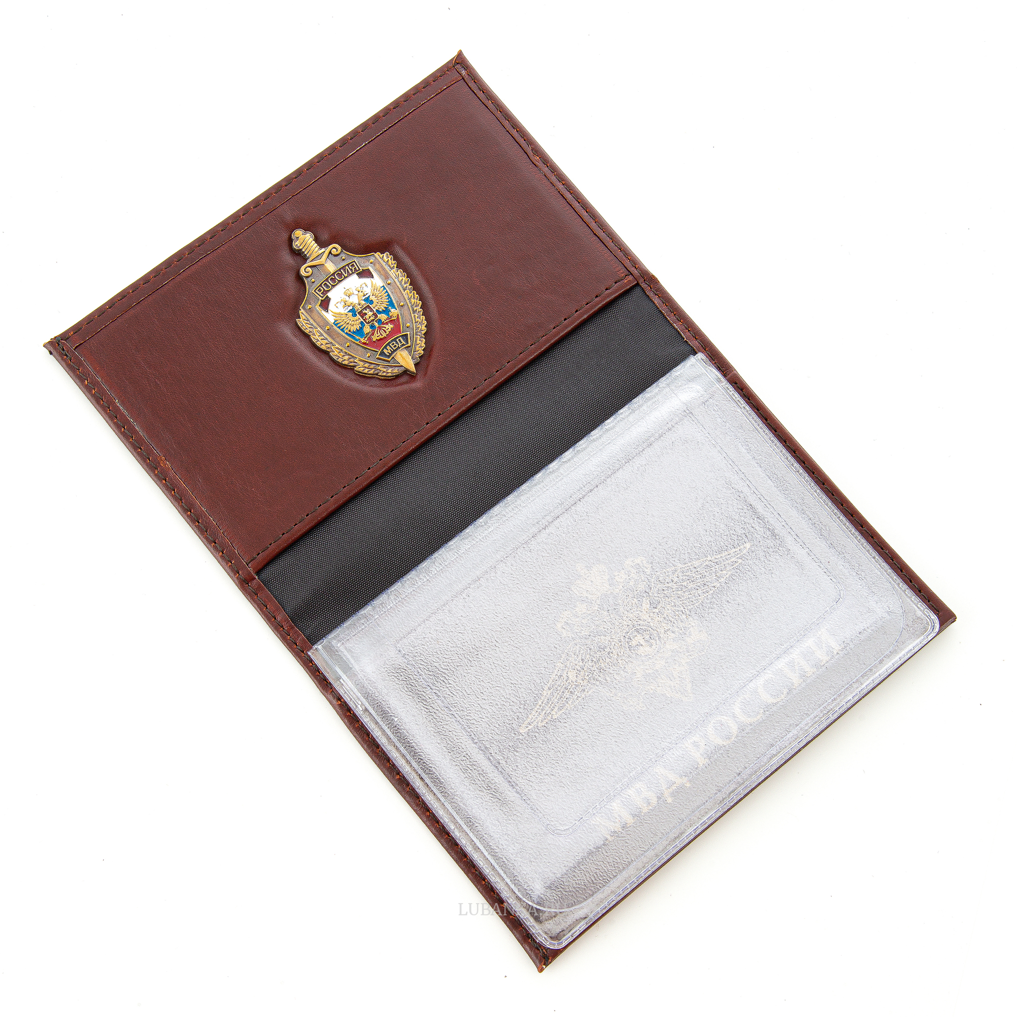 Обложка для автодокументов и удостоверения МВД с жетоном коричневая
